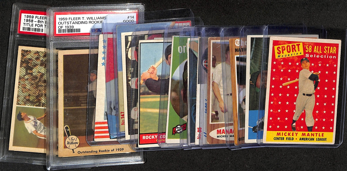 Lot of (14) Baseball Cards w. 1958 Topps Mickey Mantle All-Star