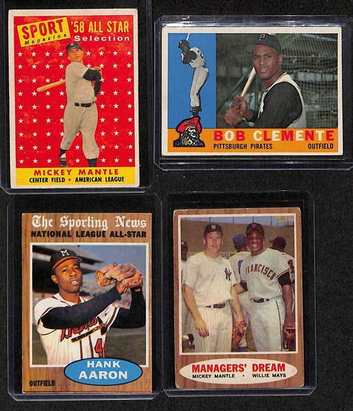 Lot of (14) Baseball Cards w. 1958 Topps Mickey Mantle All-Star