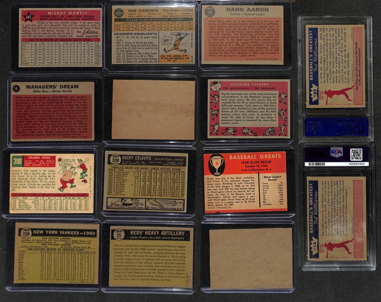 Lot of (14) Baseball Cards w. 1958 Topps Mickey Mantle All-Star