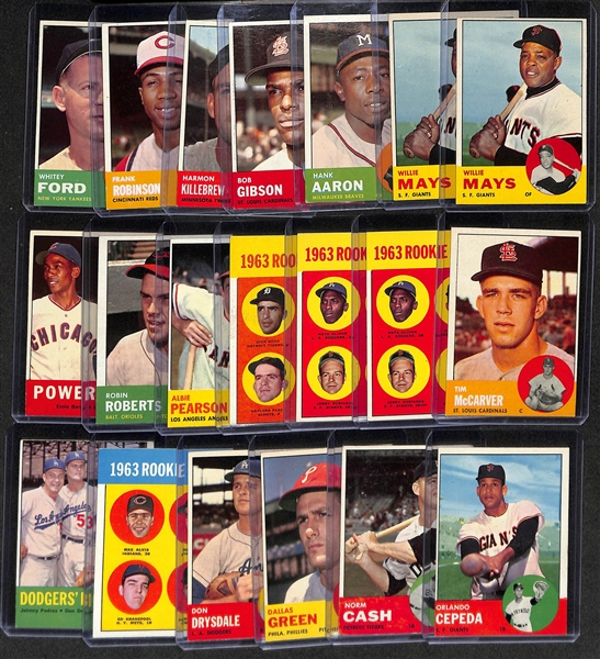 Lot of (20) 1963 Topps Baseball Cards w. (2) Willie Mays