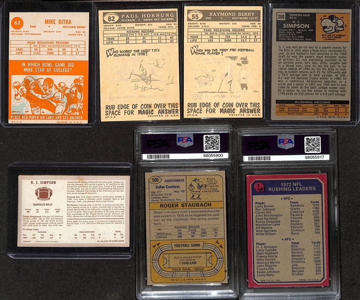 Lot of (65) 1959-74 Topps Football Cards w. a 1963 Mike Ditka