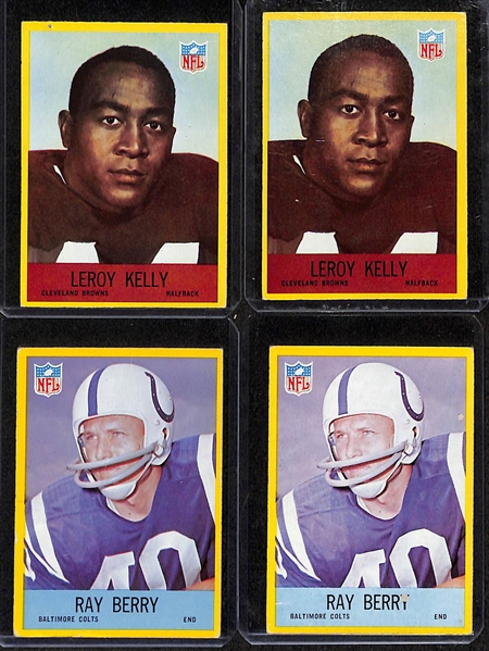 Lot of (140) Assorted 1967 Philadelphia Football Cards w. (2) Leroy Kelly