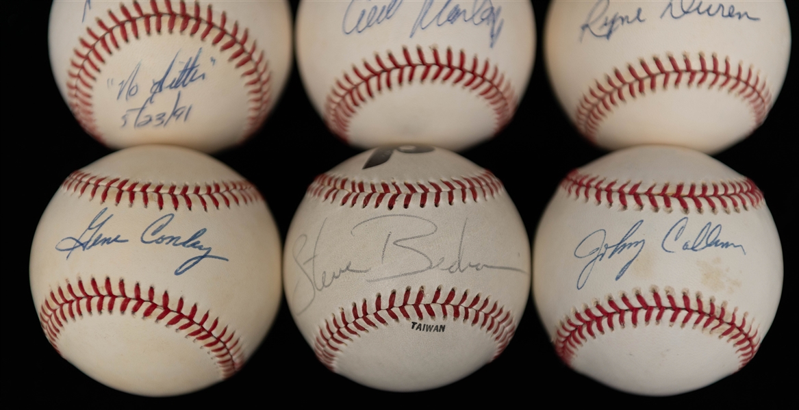 Lot of (9) Philadelphia Phillies Signed Baseballs w. Steve Bedrosian, Johnny Callison, Tommy Greene  + (JSA Auction Letter)