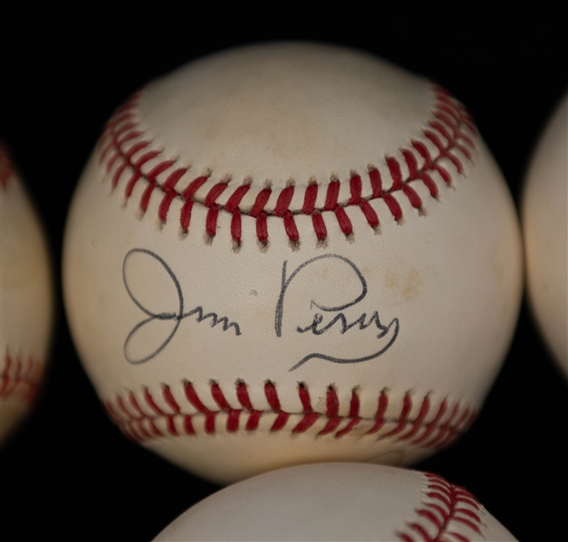 Lot of (8) Old Time Signed Baseballs w. Lou Burdette, the Perry Brothers, + (JSA Auction Letter)