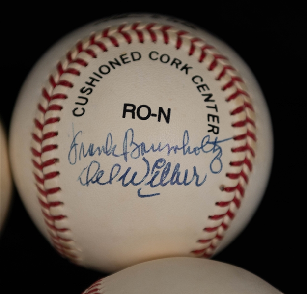 Lot of (8) Old Time Signed Baseballs w. Lou Burdette, the Perry Brothers, + (JSA Auction Letter)
