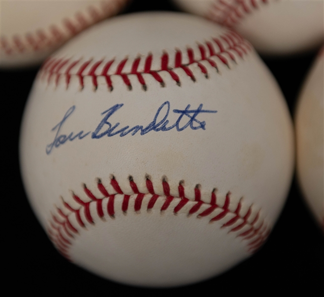 Lot of (8) Old Time Signed Baseballs w. Lou Burdette, the Perry Brothers, + (JSA Auction Letter)
