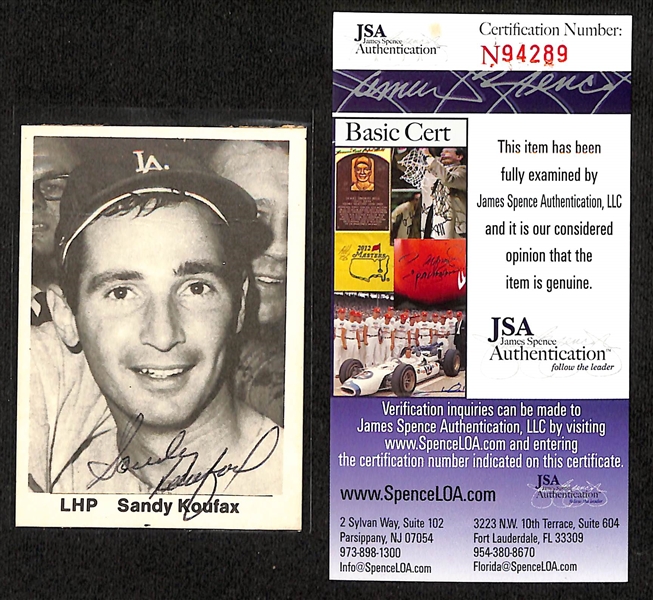 Sandy Koufax Signed 1975 All-Time Dodgers Baseball Card (JSA COA)