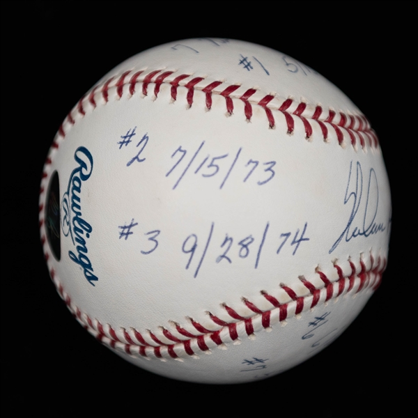 Nolan Ryan No Hitter Dated & Signed Official Major League Baseball Inscribed w. 7 No-Hitters and the Dates of All 7 (JSA COA)