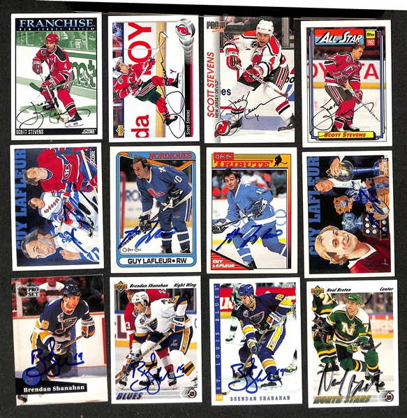 Lot of (375+) Signed Hockey Cards w. (4) Scott Stevens, (4) Guy LaFleur, +(JSA Auction Letter)