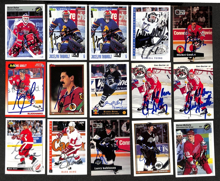 Lot of (400+) Signed Hockey Cards w. Theoren Fleury, (2) Nicklas Lidstrom, (3) Bryan Trottier, + (JSA Auction Letter)