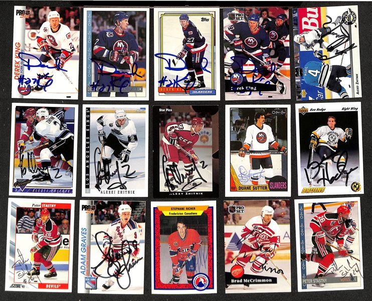Lot of (400+) Signed Hockey Cards w. Theoren Fleury, (2) Nicklas Lidstrom, (3) Bryan Trottier, + (JSA Auction Letter)