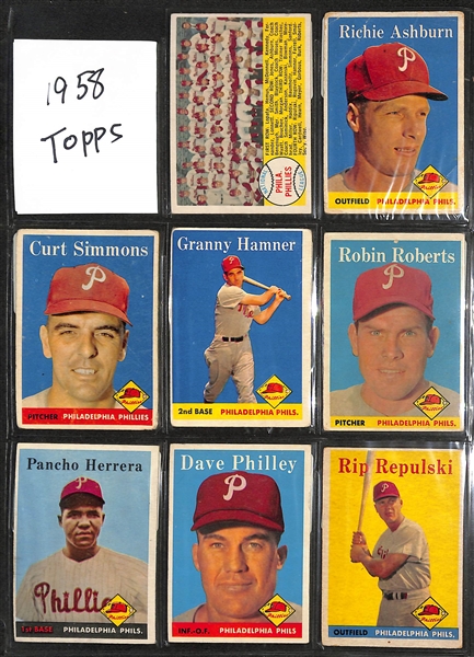 Lot of Approximately (300) 1954-1969 Bowman & Topps Philadelphia Phillies Baseball Cards w. 1954 Bowman Ashburn