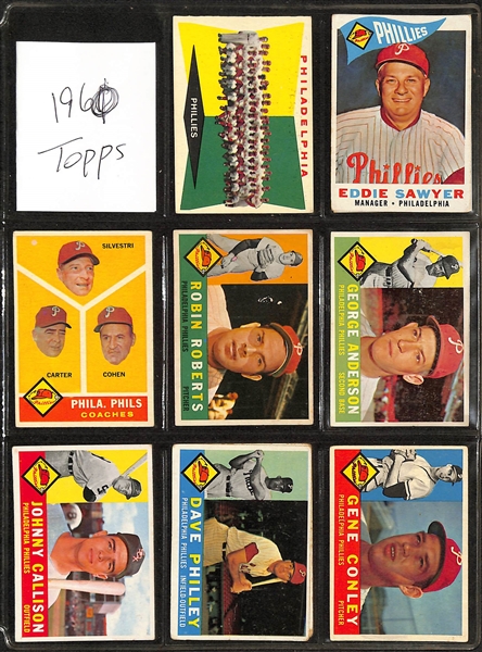 Lot of Approximately (300) 1954-1969 Bowman & Topps Philadelphia Phillies Baseball Cards w. 1954 Bowman Ashburn