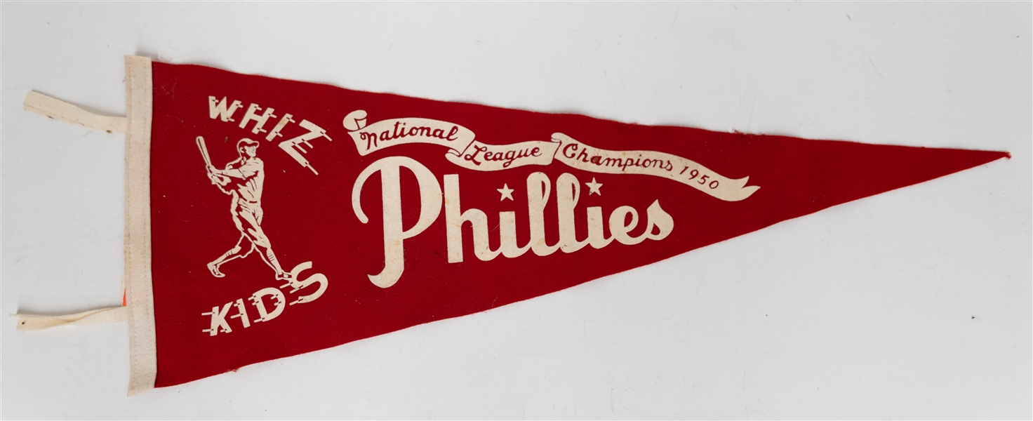 1950 National League Champions Phillies Whiz Kids Red Felt Pennant