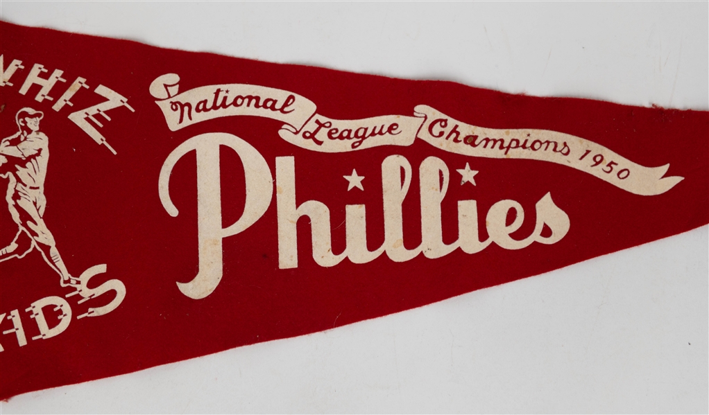 1950 National League Champions Phillies Whiz Kids Red Felt Pennant