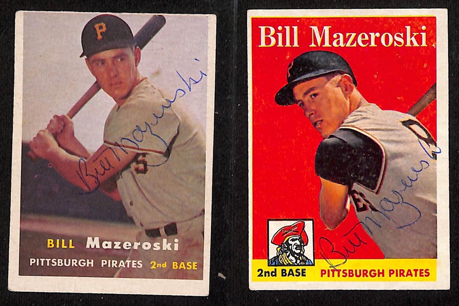 Lot of (4) Signed Topps Baseball Cards w. a 1957 Bill Mazeroski RC (JSA Auction Letter)
