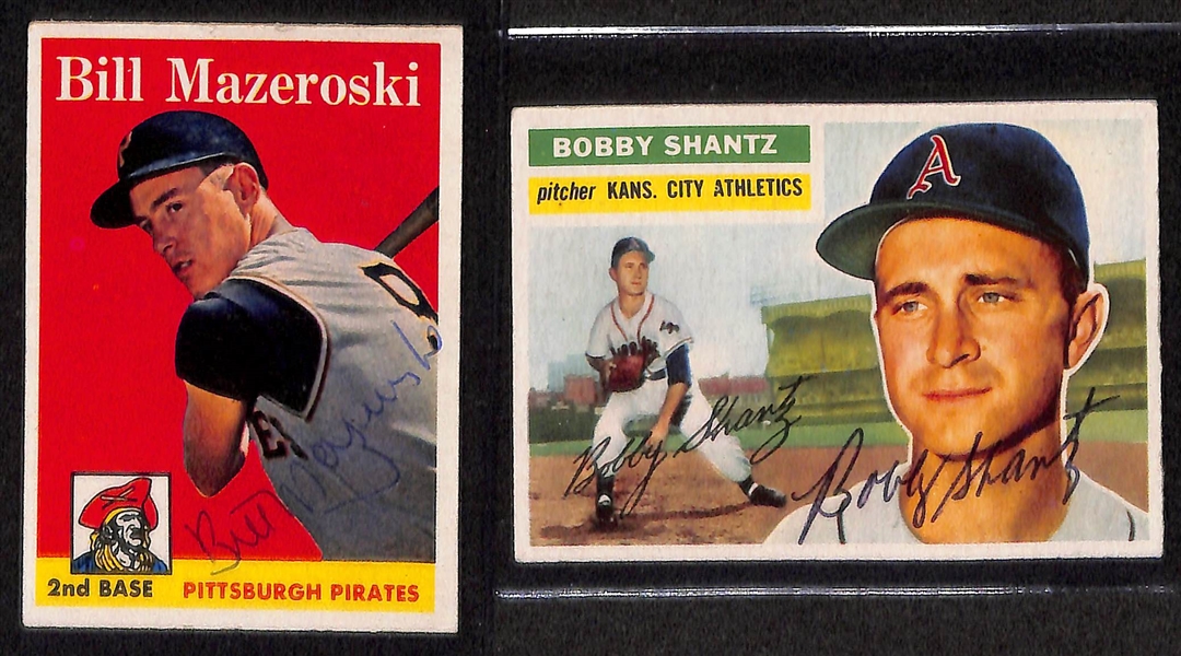 Lot of (4) Signed Topps Baseball Cards w. a 1957 Bill Mazeroski RC (JSA Auction Letter)