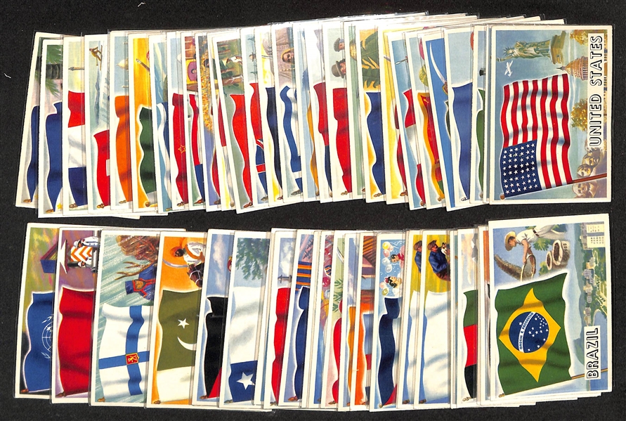 Lot of (54) Assorted 1956 Topps Flags of World Cards w. (2) #1 United States