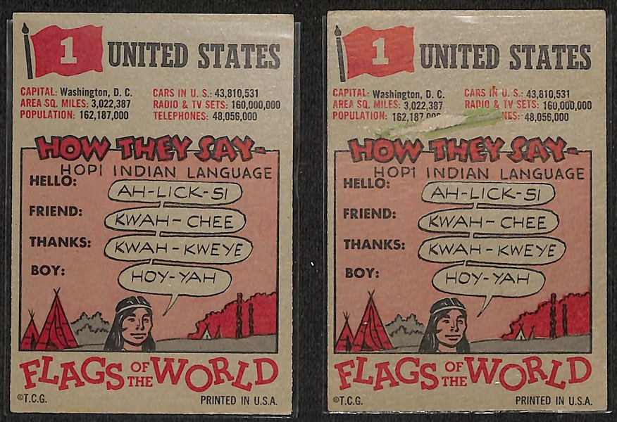 Lot of (54) Assorted 1956 Topps Flags of World Cards w. (2) #1 United States