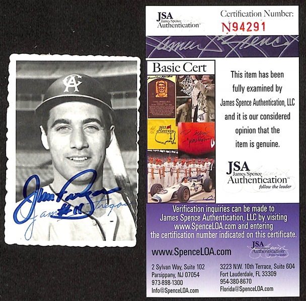(7) Signed Baseball Cards/Sticker - Jocko Conlon, Jim Catfish Hunter, Fergie Jenkins, Joe Torre, Jim Fregosi, Richie Ashburn, and Tug McGraw (Each w. JSA COA)