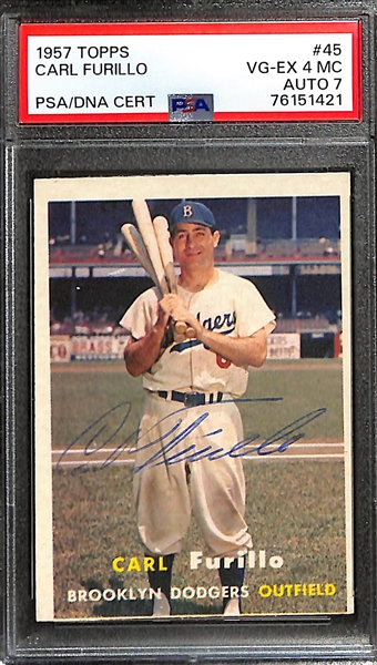 (2) Signed Cards - 1957 Topps Carl Furillo (PSA Card Grade 4, Autograph Grade 7), & 1955 Bowman Ralph Kiner  (SGC Authenticated)