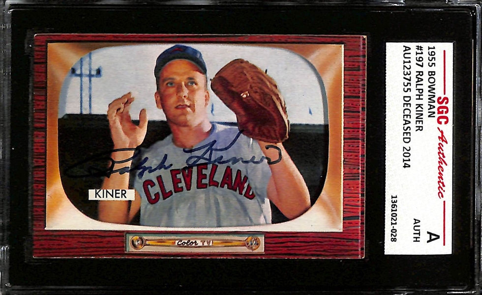 (2) Signed Cards - 1957 Topps Carl Furillo (PSA Card Grade 4, Autograph Grade 7), & 1955 Bowman Ralph Kiner  (SGC Authenticated)