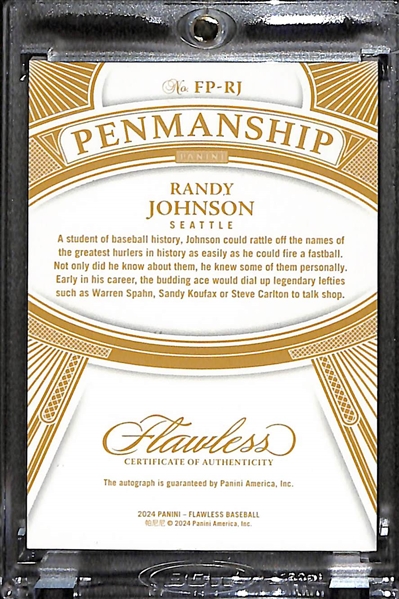 2024 Panini Flawless Baseball Randy Johnson Flawless Penmanship #FP-RJ Platinum 1/1 Autograph