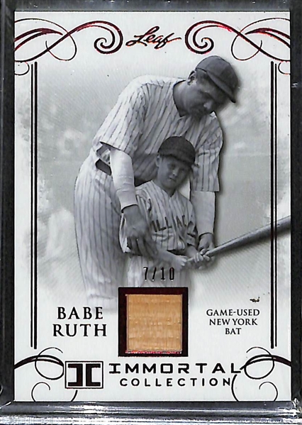 2017 Leaf Immortal Collection Babe Ruth #BB-48 Game-Used New York Bat Relic Red #ed/10