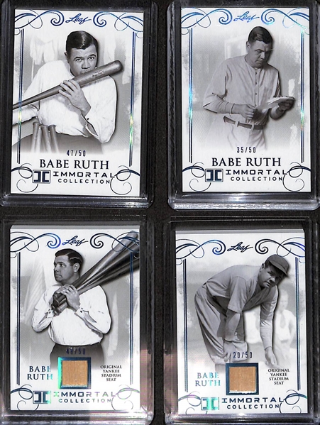 Lot of (4) 2017 Leaf Immortal Collection Babe Ruth Serial Numbered Sports Cards