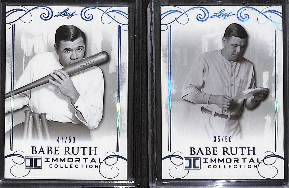 Lot of (4) 2017 Leaf Immortal Collection Babe Ruth Serial Numbered Sports Cards