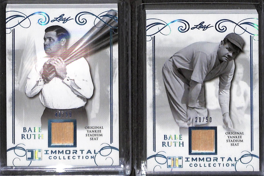 Lot of (4) 2017 Leaf Immortal Collection Babe Ruth Serial Numbered Sports Cards