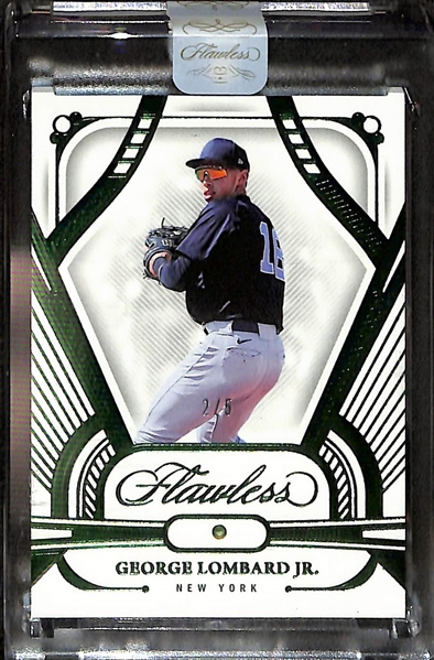 2024 Panini Flawless Jackson Chourio Rookie Autograph #ed/25 and 2024 Panini Flawless George Lombard Jr. Emerald #ed/5