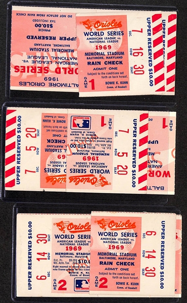 Lot of (3) 1969 World Series Complete Game Tickets & (3) 1969 Presidential Inaguration Complete Tickets