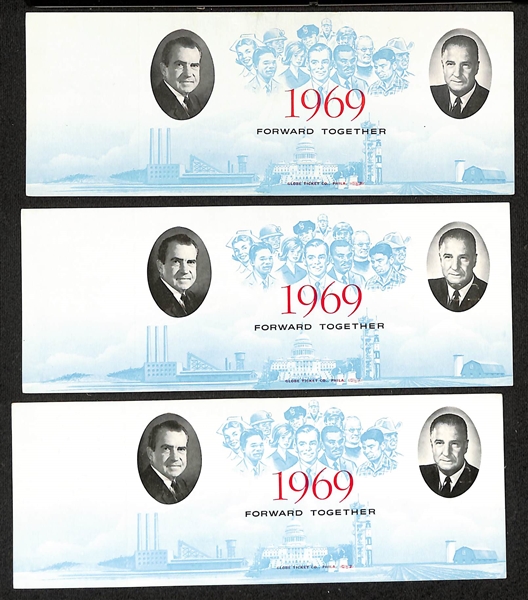 Lot of (3) 1969 World Series Complete Game Tickets & (3) 1969 Presidential Inaguration Complete Tickets