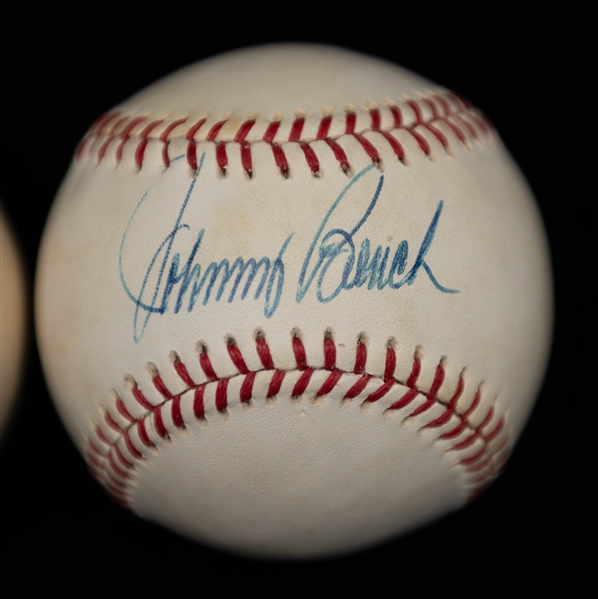 Lot of (3) Signed Baseballs w. Johnny Bench, Pete Rose, Warren Spahn, +(JSA Auction Letter)