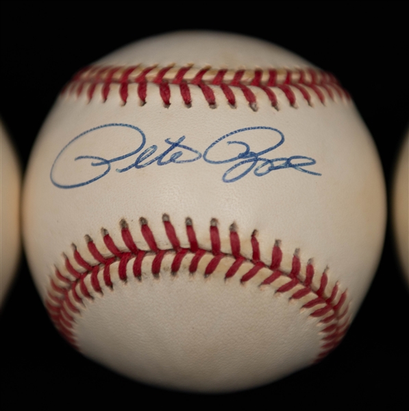 Lot of (3) Signed Baseballs w. Johnny Bench, Pete Rose, Warren Spahn, +(JSA Auction Letter)