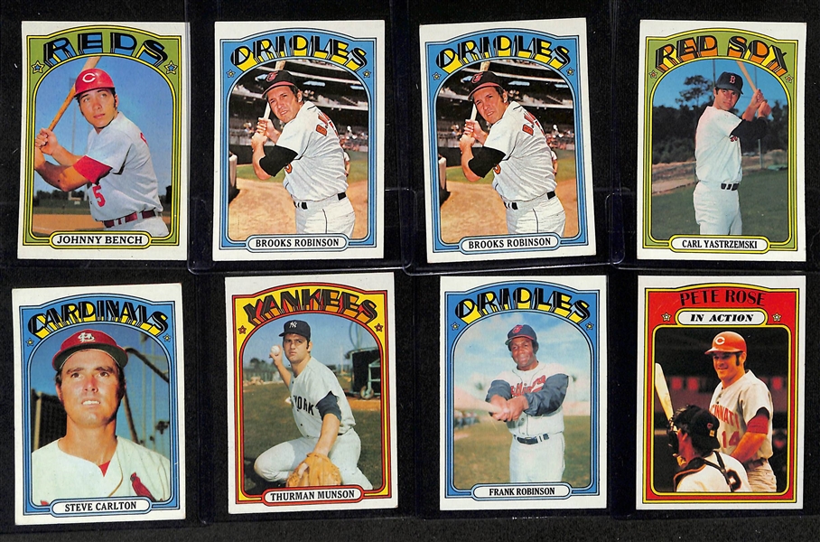 Lot of (1000+) Assorted 1972 Topps Baseball Cards w. Johnny Bench & (2) Brooks Robinson
