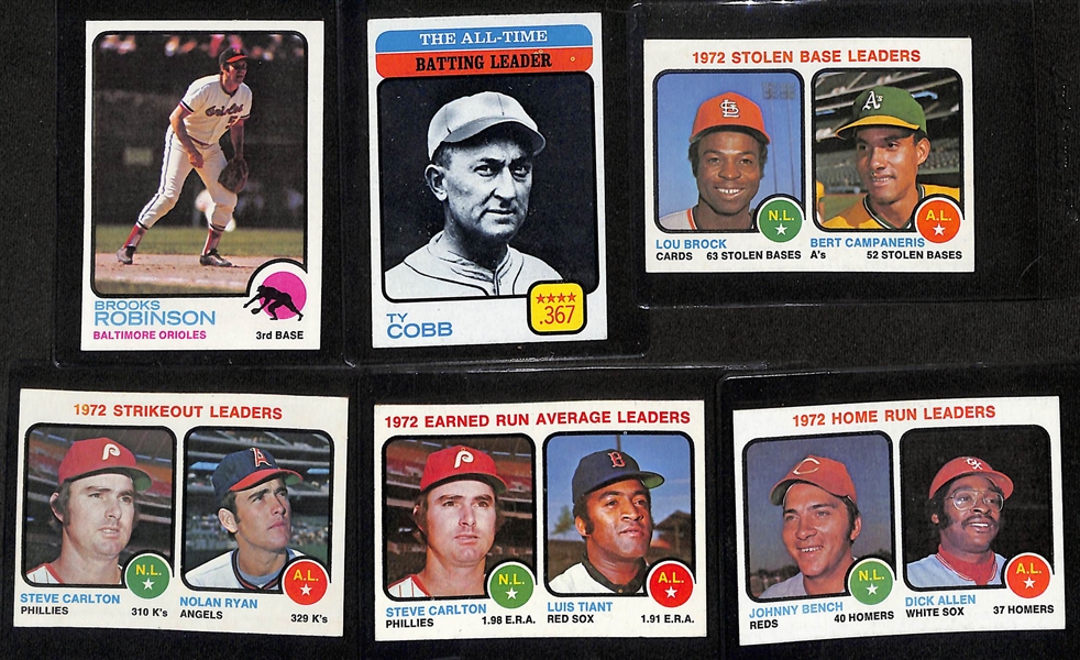 Lot of (1000+) Assorted 1973 Topps Baseball Cards w. Pete Rose & Reggie Jackson