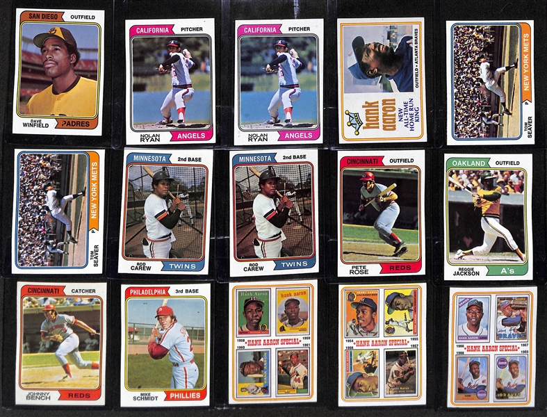 Lot of (400+) 1974 Topps Baseball Cards & (300+) 1976 Topps Baseball Cards w. 1974 Dave Winfield Rookie