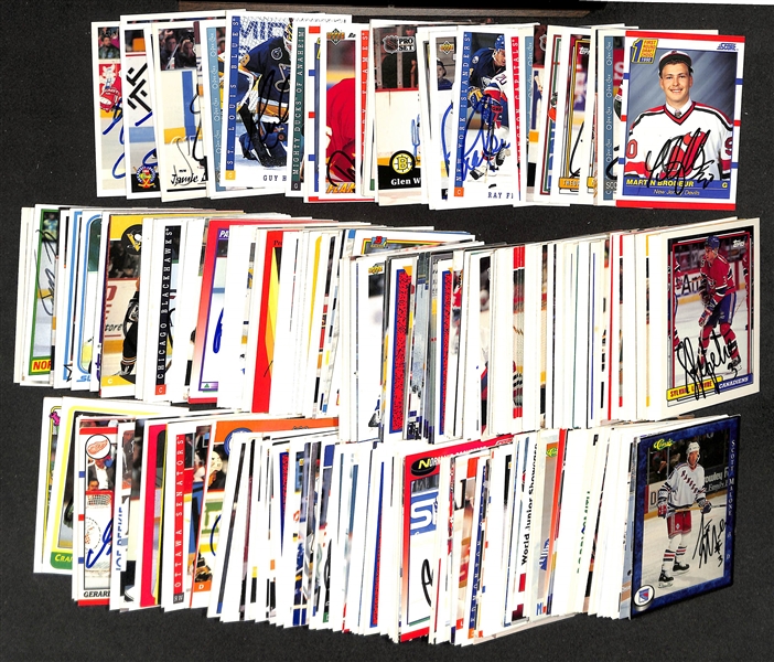(375+) Signed Hockey Cards w. Martin Brodeur, Scott Stevens, (2) Nicklas Lidstrom, Theoren Fleury, + (JSA Auction Letter)