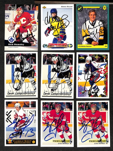 (375+) Signed Hockey Cards w. Martin Brodeur, Scott Stevens, (2) Nicklas Lidstrom, Theoren Fleury, + (JSA Auction Letter)