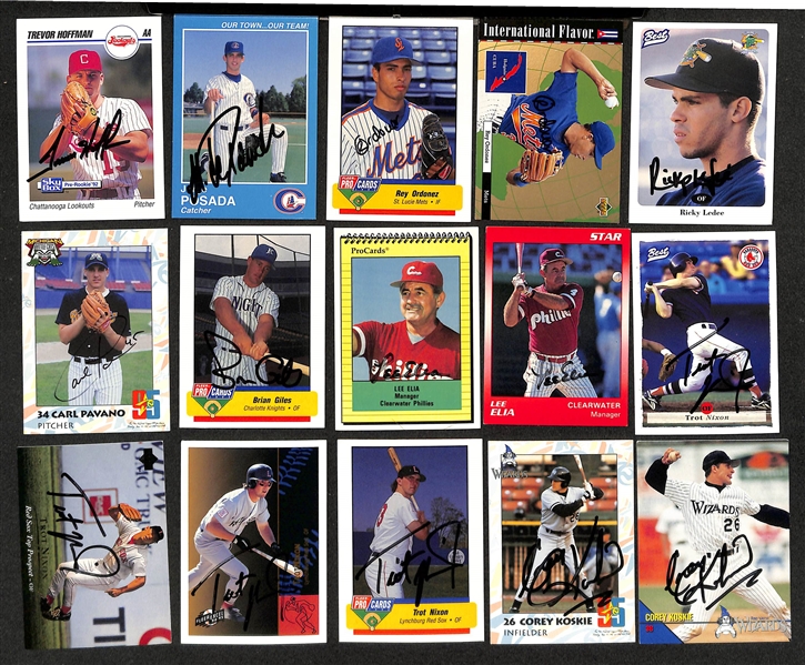 Lot of (400+) Signed Mostly Minor League Baseball Cards w. Trevo Hoffman, Jorge Posada, (2) Rey Ordonez, +(JSA Auction Letter)