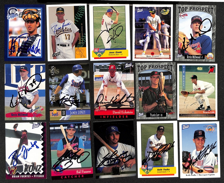 Lot of (430+) Signed Mostly Minor League Baseball Cards w. Jorge Posada, (2) Jason Giambi, Ben Grieve, +(JSA Auction Letter)