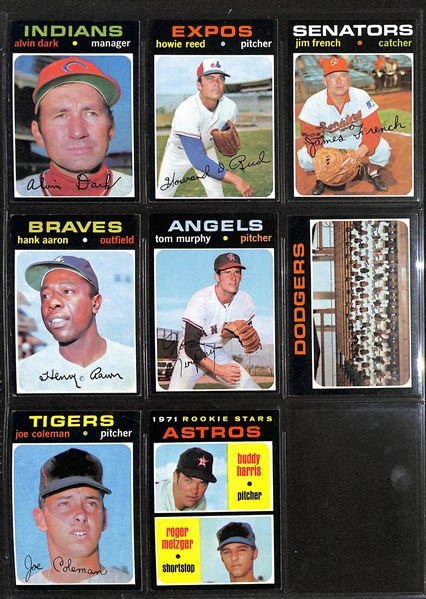 1971 Topps Baseball Partial Set - Includes 682 of 752 Cards w. Hank Aaron & Pete Rose