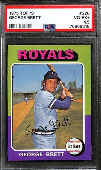 1975 Topps Baseball Partial Set - Includes Approx 450 of 660 Cards w. George Brett PSA 4.5, Yount, Winfield