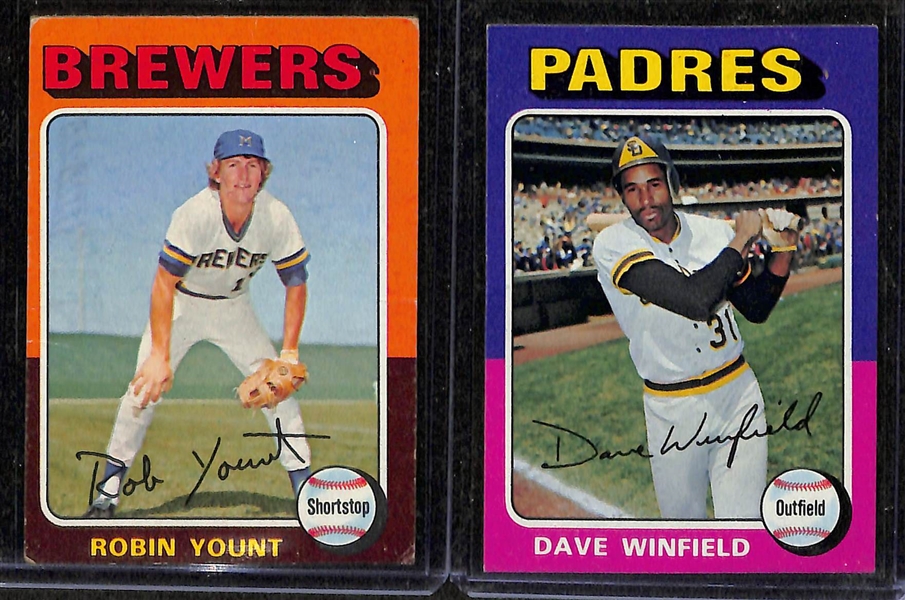 1975 Topps Baseball Partial Set - Includes Approx 450 of 660 Cards w. George Brett PSA 4.5, Yount, Winfield
