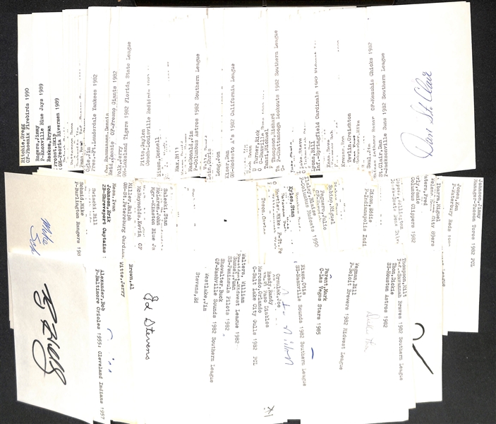 (375+) Mostly Minor League Signed Index Cards w. Roy Halladay, Bob Alexander, Jerry Witte, Al Brown, +(JSA Auction Letter)