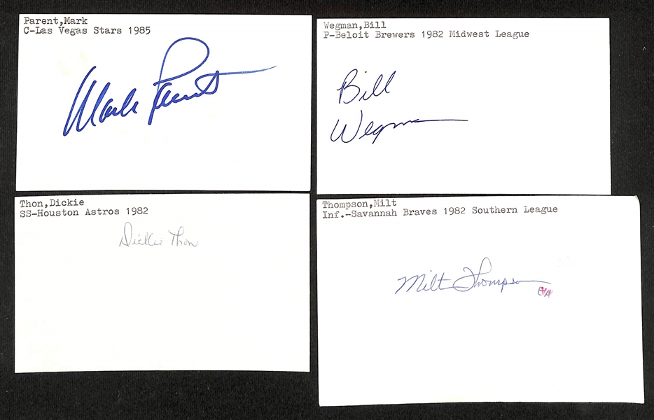 (375+) Mostly Minor League Signed Index Cards w. Roy Halladay, Bob Alexander, Jerry Witte, Al Brown, +(JSA Auction Letter)