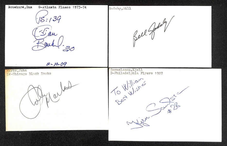 (300+) Signed Hockey Index Cards w. Ed Belfour, Bobby Hull, Trevor Linden, Tony Twist, +(JSA Auction Letter)