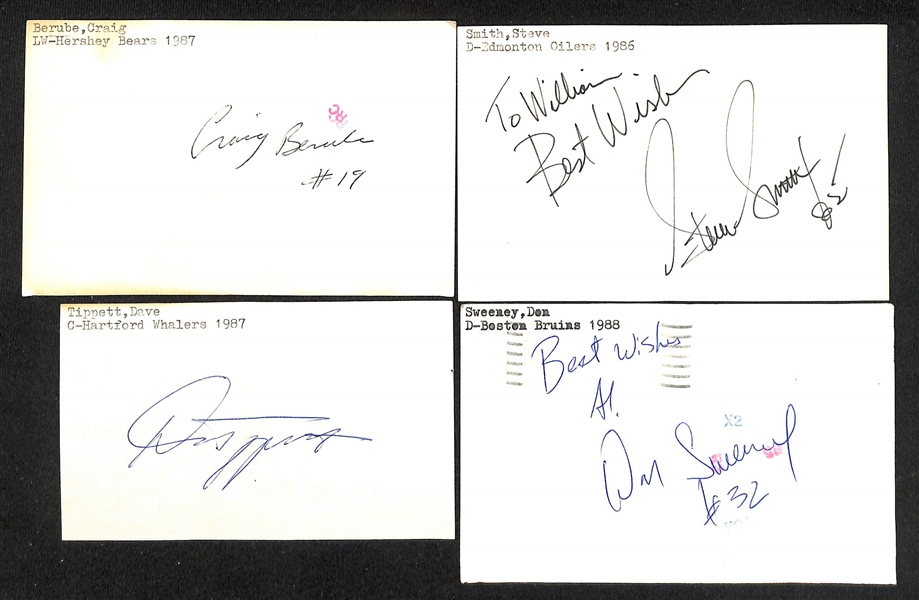 (300+) Signed Hockey Index Cards w. Ed Belfour, Bobby Hull, Trevor Linden, Tony Twist, +(JSA Auction Letter)